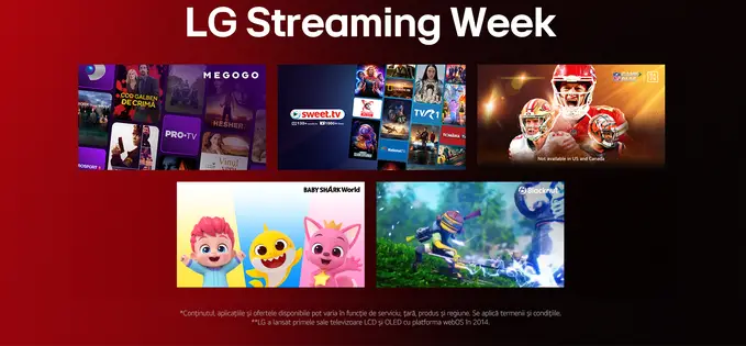 LG Streaming Week: oferte la diverse servicii pe televizoarele cu WebOS